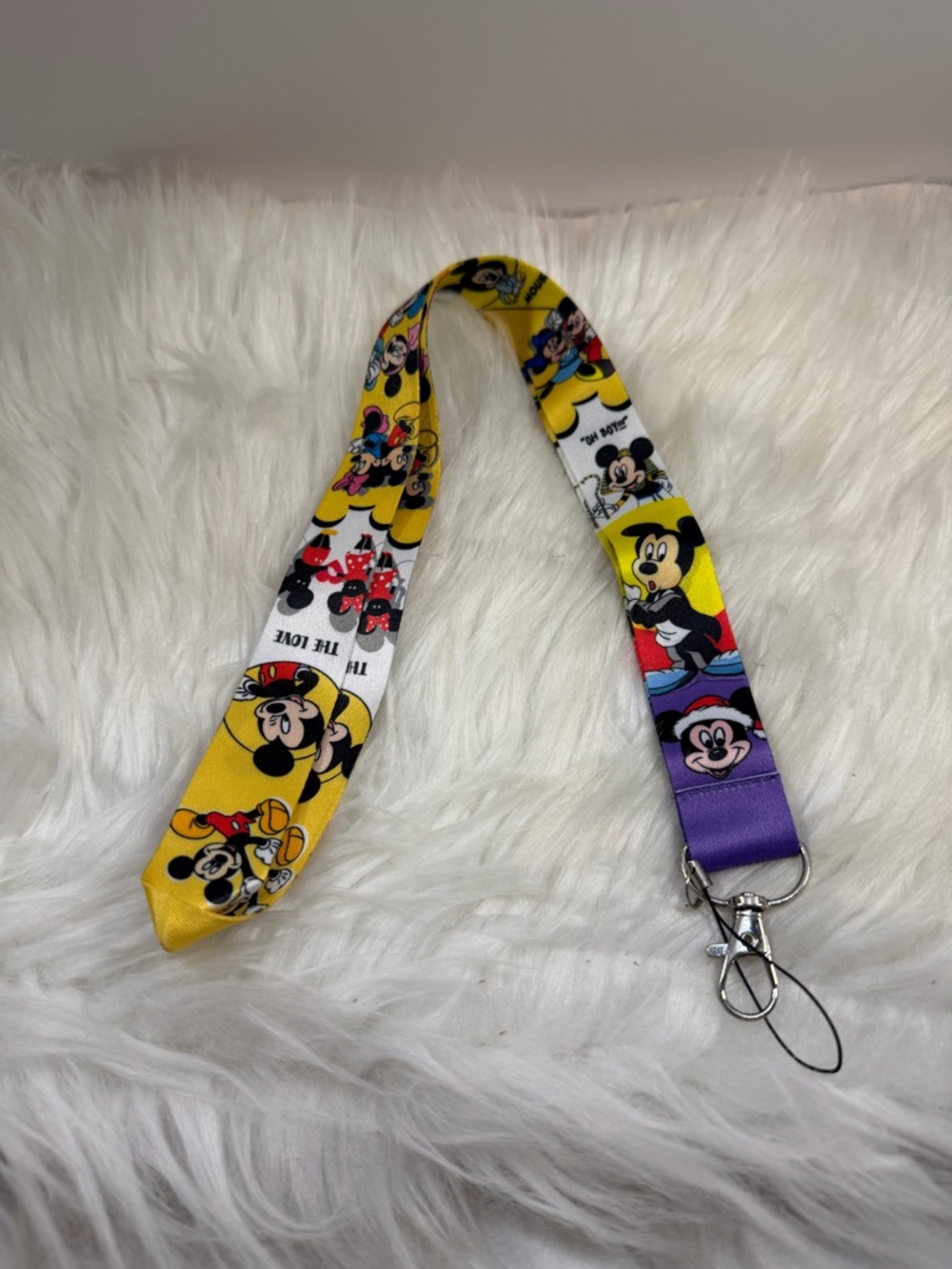 Disney Yellow & Purple Mickey Mouse Lanyard with Character Panels